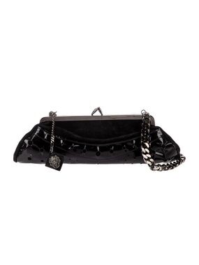 Versus By Versace Black Patent Chain-Handle Shoulder Bag